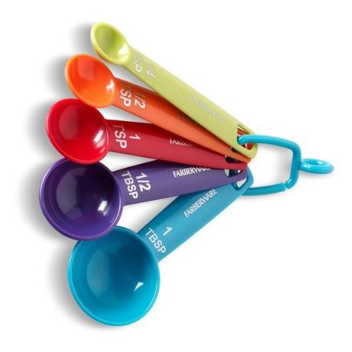 Farberware Measuring Spoons Durable Plastic Set Of 5 Kitchen Tools Multicolor