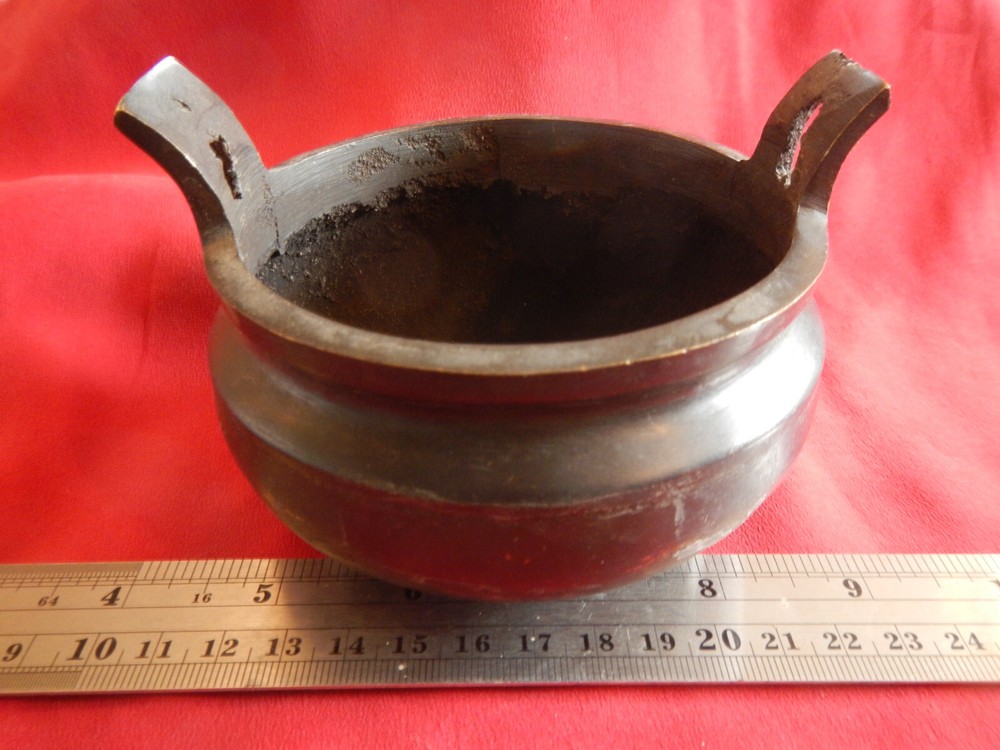 Solid Cast Brass / Bronze Censer Incense Burner Reproduction w/ Hallmarks Chops