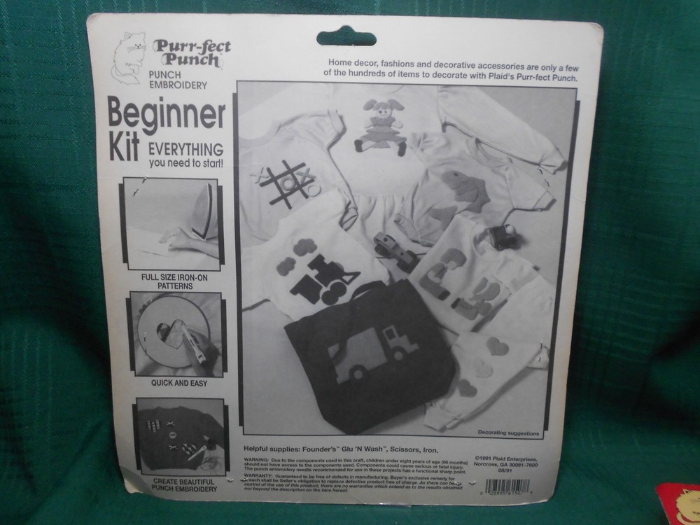 Purr-fect Embroidery Punch Starter Tool Set Kit Plus Sampler Shell