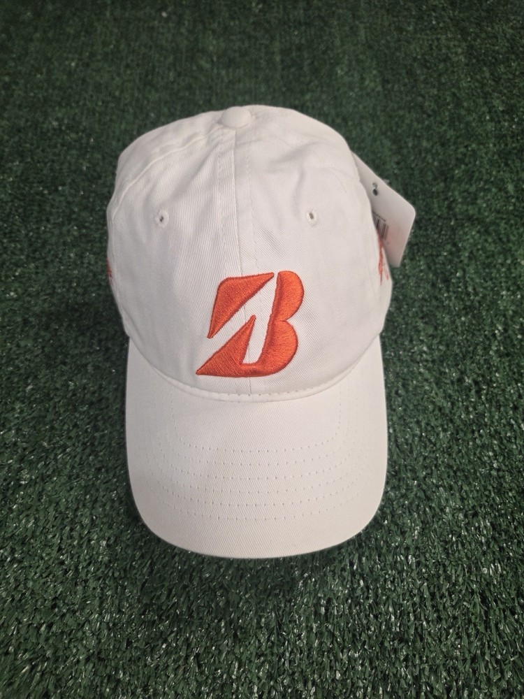 Bridgestone B330 Golf Hat White And Orange Adjustable Back