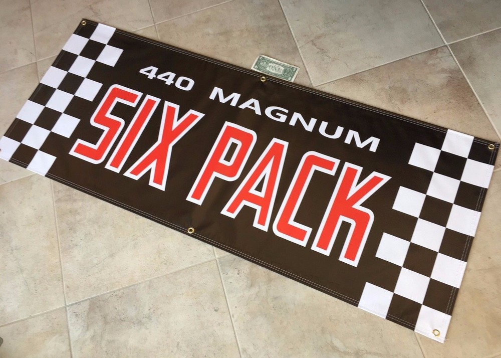 SIX PACK ENGINE Garage Banner Sign (Large 2'x5')