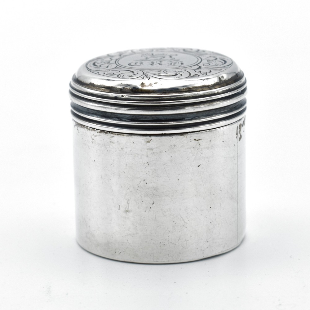 Antique Early Victorian Solid Silver Pill Box Snuff Pyx Box 1844