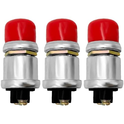 3Pcs Push Button Momentary Starter Switch, Weatherproof Engine Start Push