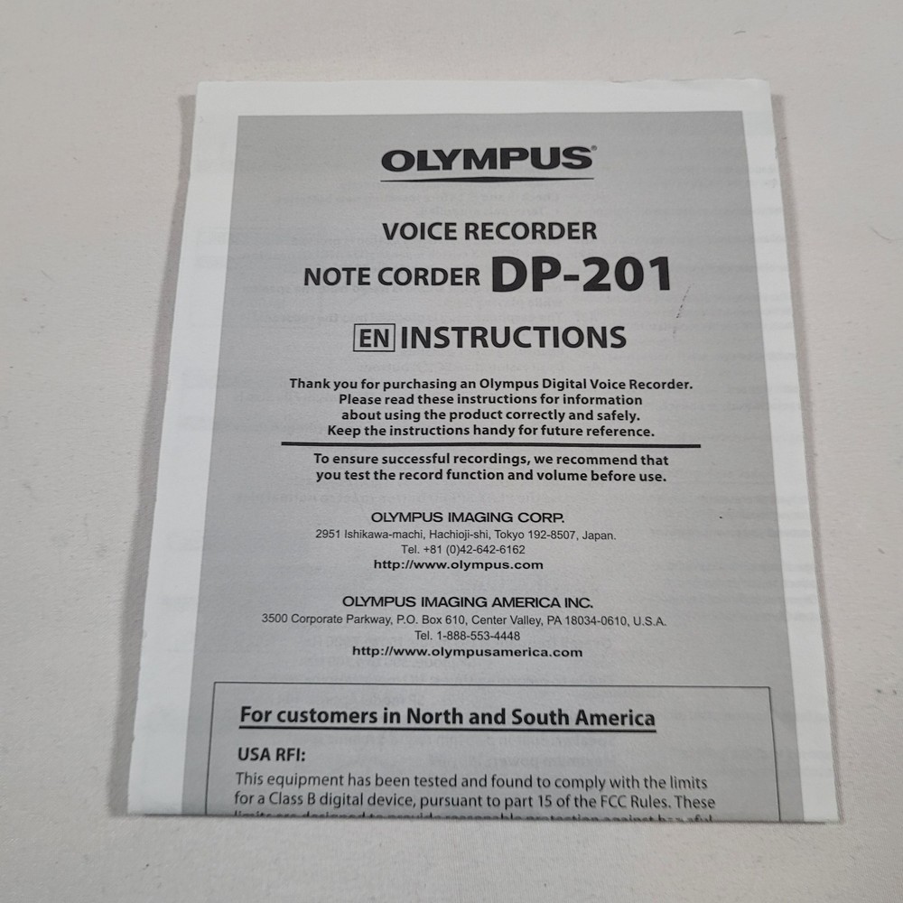 Olympus Note Corder DP-201 Digital Handheld Voice Recorder Noise Cancel WORKS