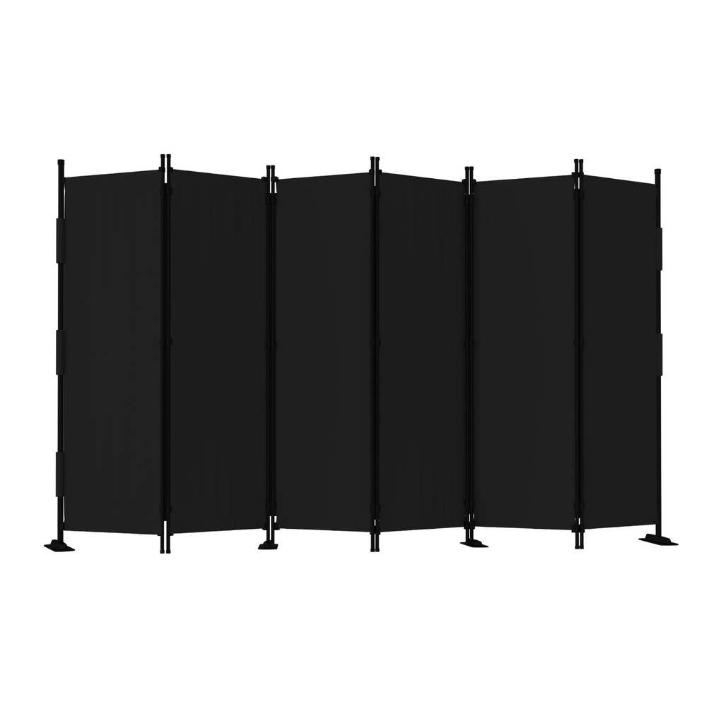 Black 6 Panel Room Divider Privacy Screen Portable Folding Partition for Office