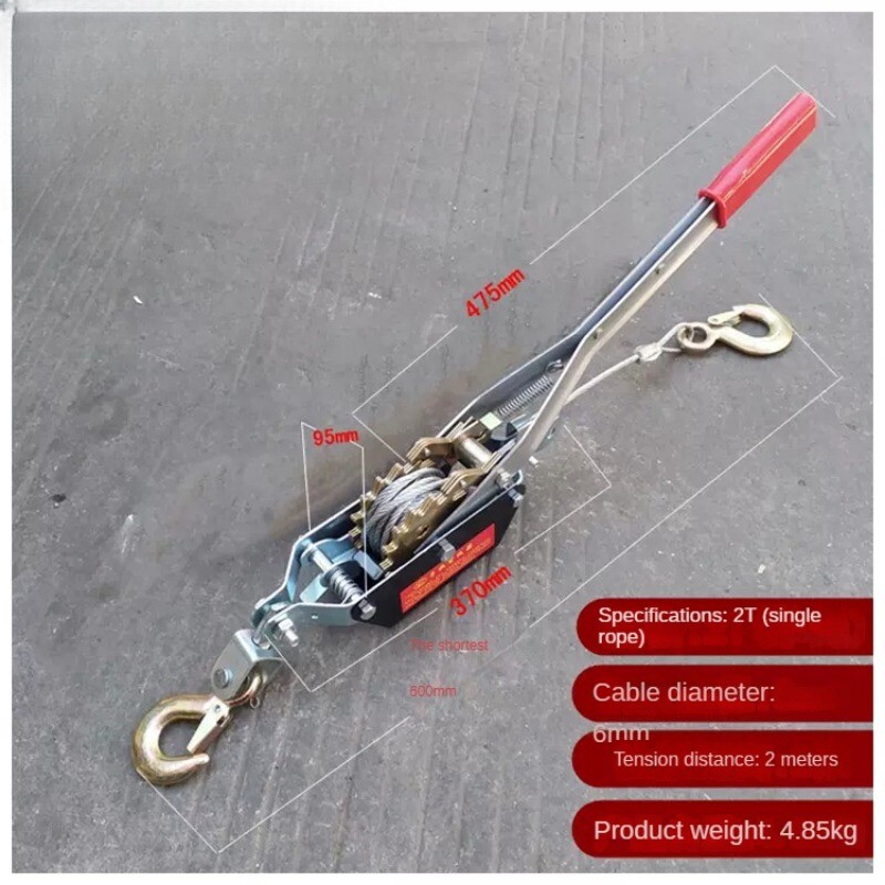 3 Ton Hand Puller Heavy Duty Winch Pull Hoist Come Along Cable 3 Hooks 2 Gear