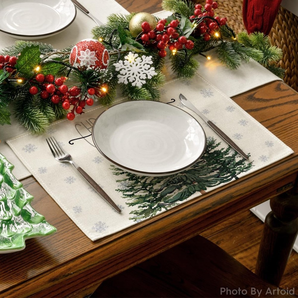 Artoid Mode Beige Pine Tree 12" x 18", Rectangular 4 Pcs,