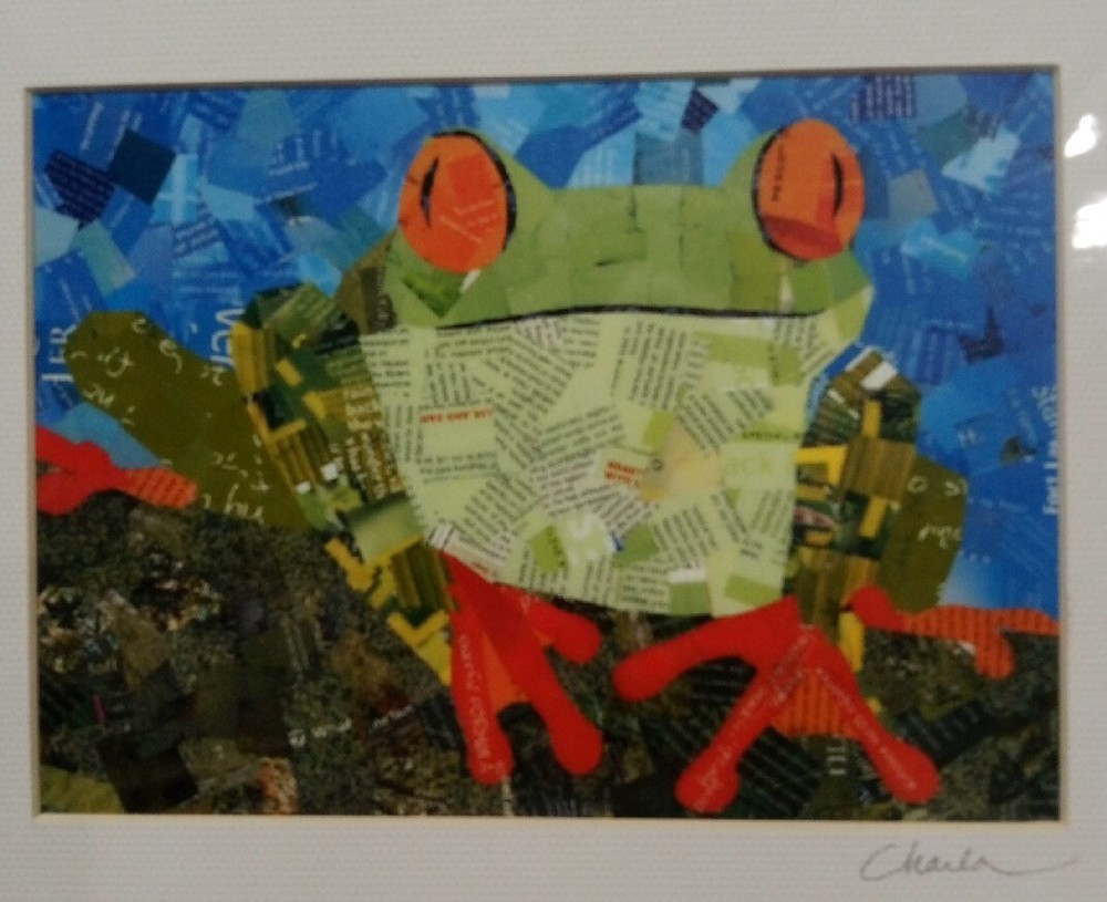 Charla Steele Collage Frog Artwork - Signed