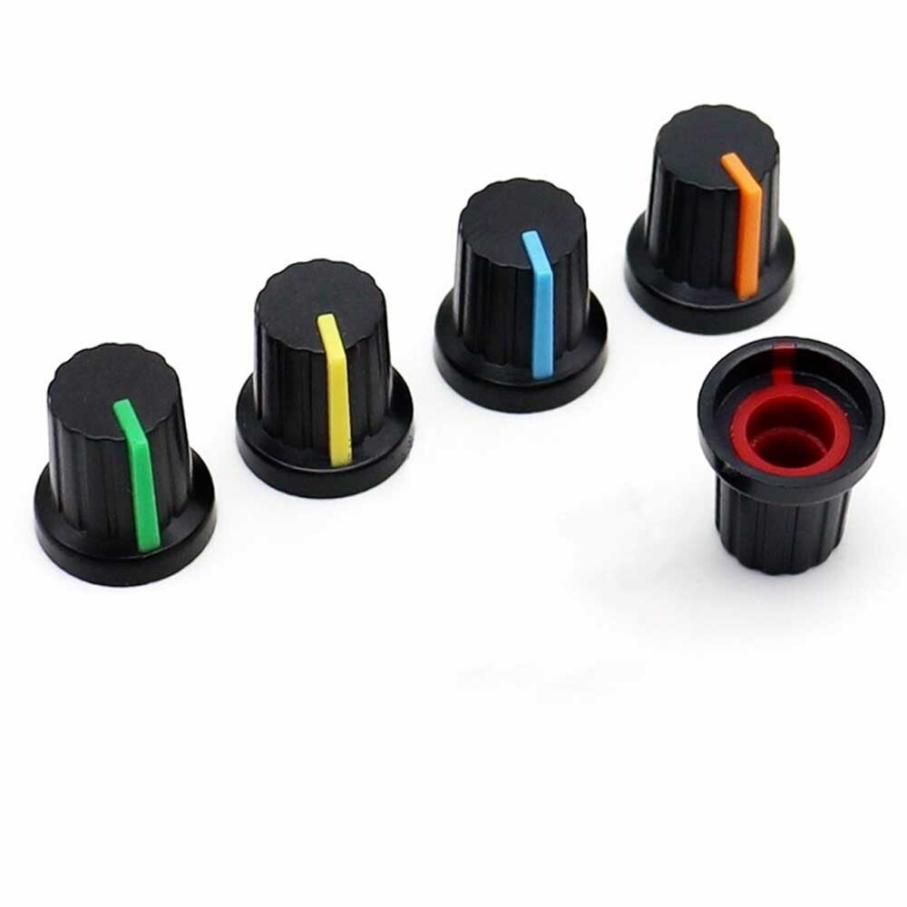 40PCS 6mm Shaft Hole Plastic Threaded Knurled Potentiometer Knobs Cap KIT 15*15