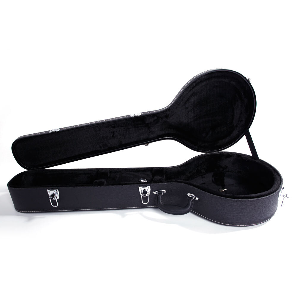 5-String 6-String Microgroove Pattern Leather Wood Banjos Case Black New