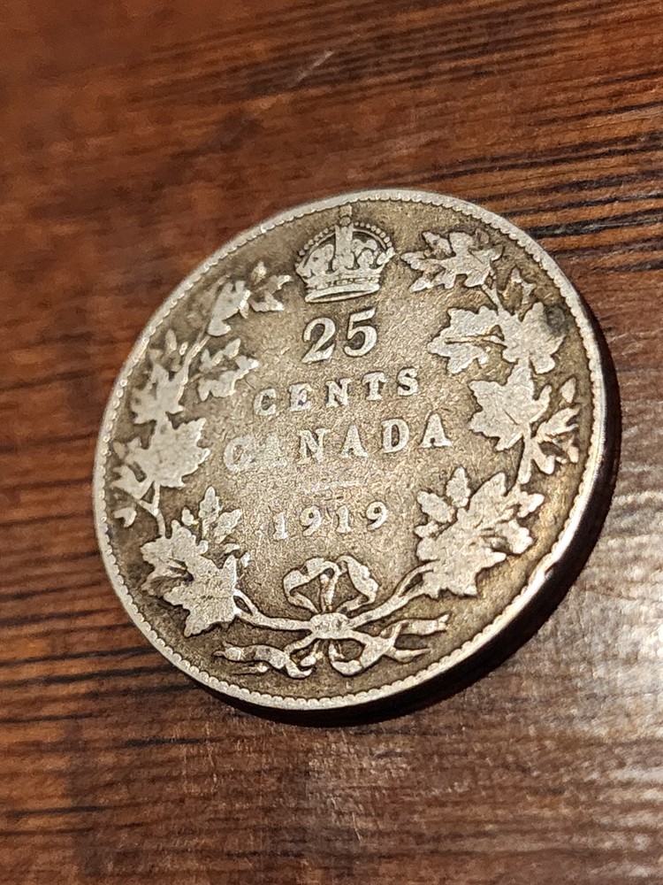 1919 Canada 25 Cents Silver Coin