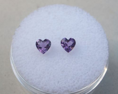 Amethyst Heart Loose Gem Pair  4mm