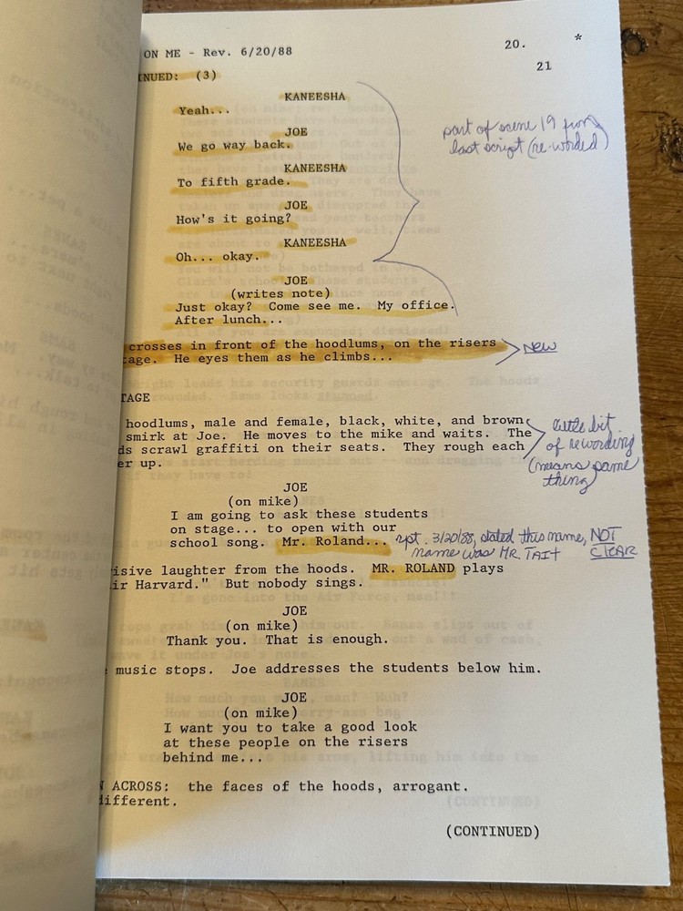 LEAN ON ME MOVIE ORIGINAL SCREENPLAY SCRIPT MORGAN FREEMAN