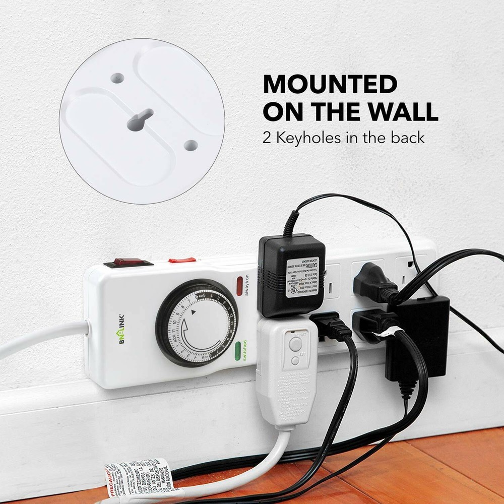 BN-LINK Surge Protector with 8 Outlets & Timer Power Strip Mechanical Auto timer