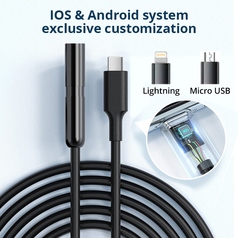 9.9FT 8LED Borescope Endoscope Snake Inspection Camera for iPhone Android iOS