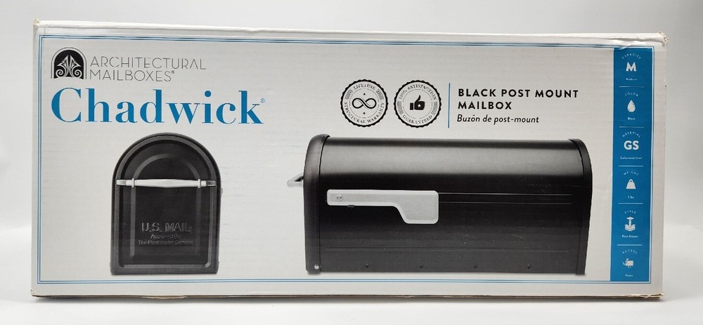 Architectural Mailboxes Black Post Mount Mailbox Rust-Resistant Galvanized Steel