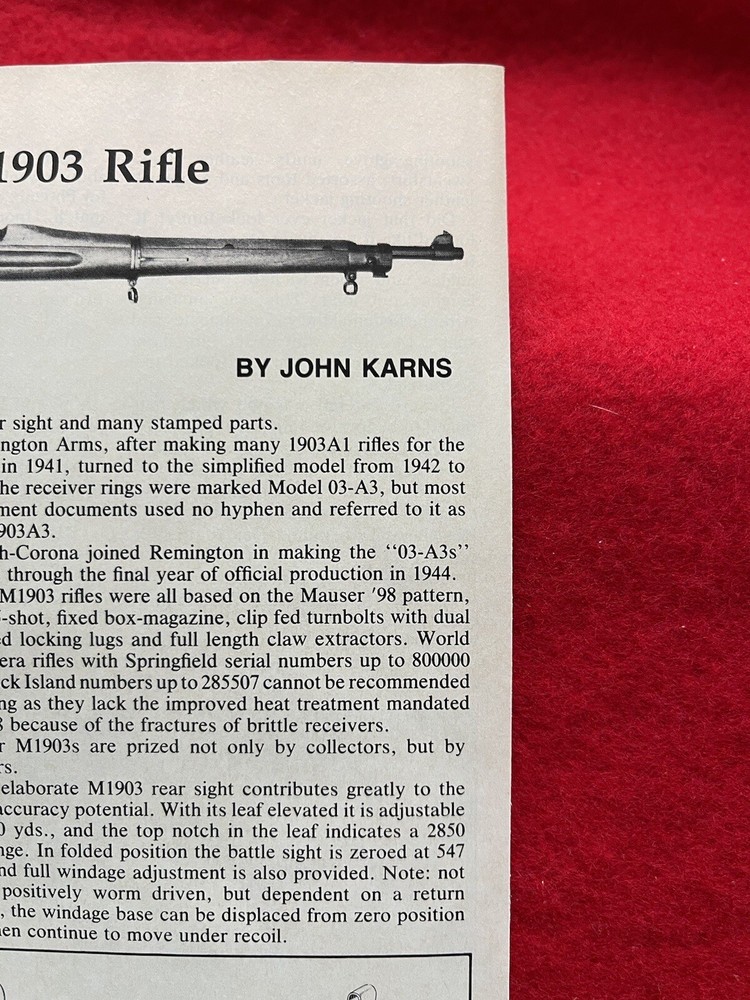 Springfield M1903 Rifle Magazine Article/Print Ad Exploded Views Disassembly