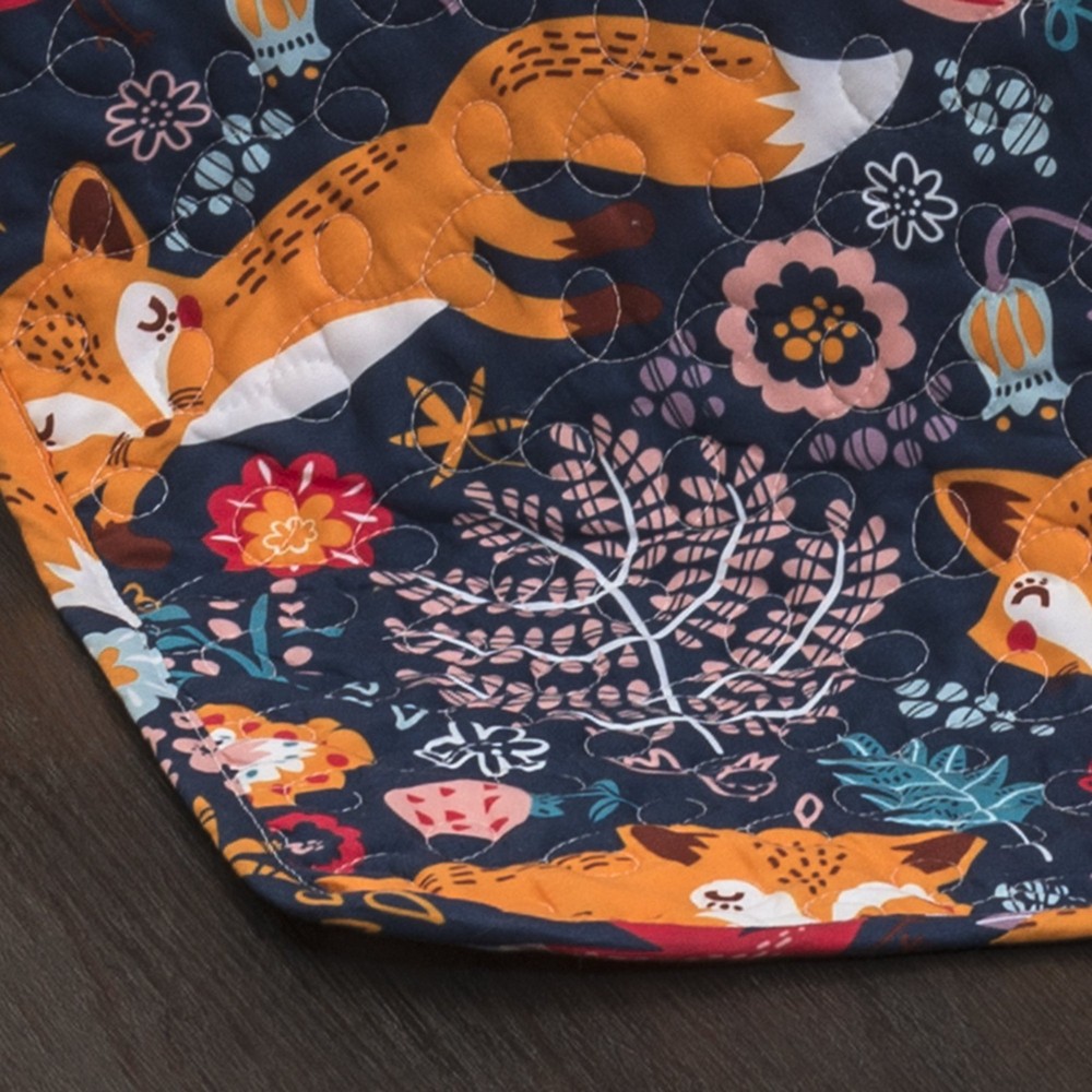 Lush Decor Pixie Fox Reversible Quilt Set, Twin, Navy & Orange - 3 Piece