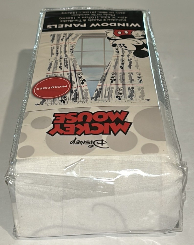 Disney Mickey Mouse Microfiber Window Panels & Tie-Backs New