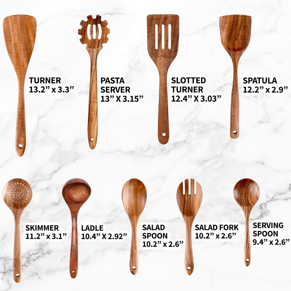 Kitchen 9-Piece Teak Cooking Utensil Set