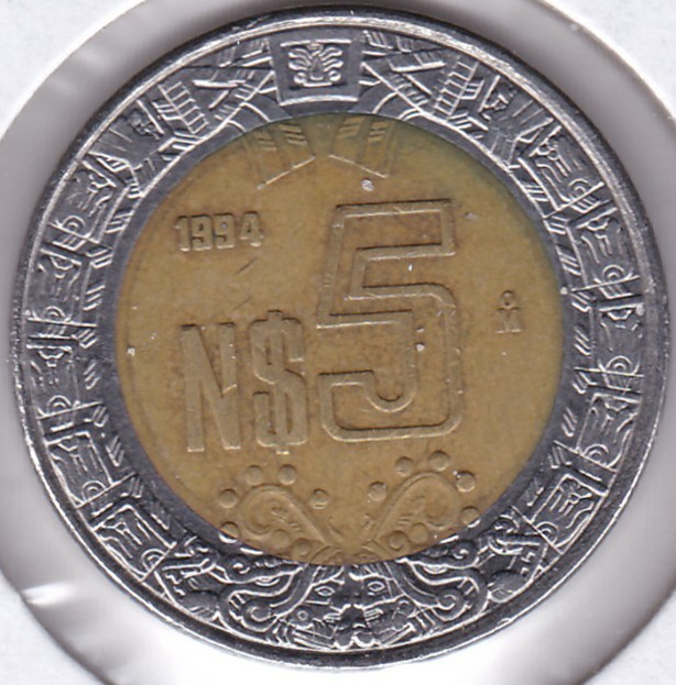 1994 Mexico 5 Peso