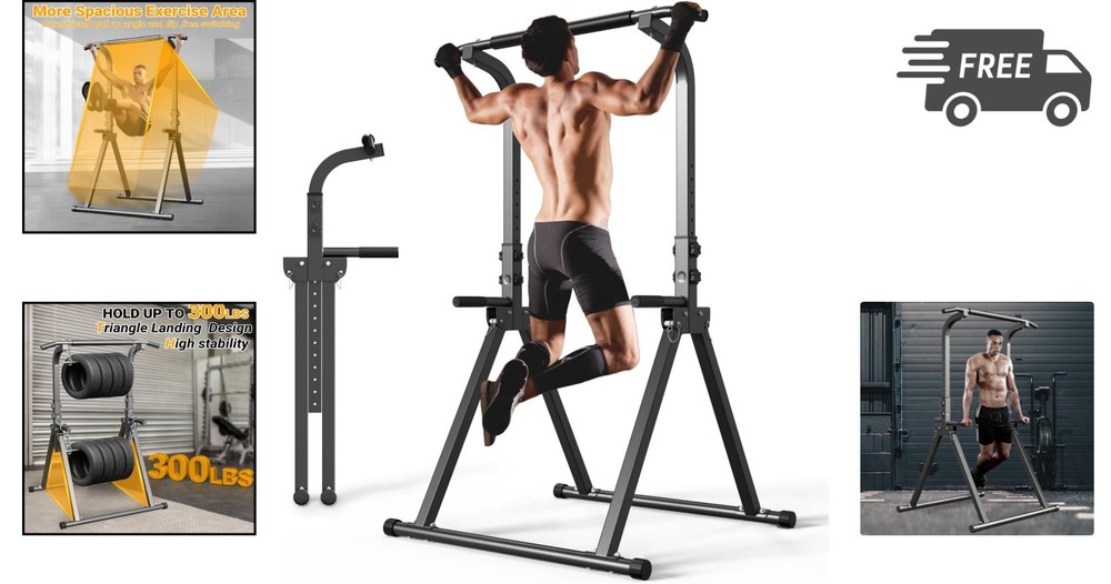 Foldable Pull Up Bar Home Gym Multi-function Power Tower 300LBS Capacity