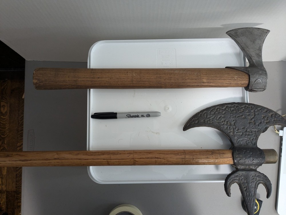 vintage decorative battle axe and tomahawk