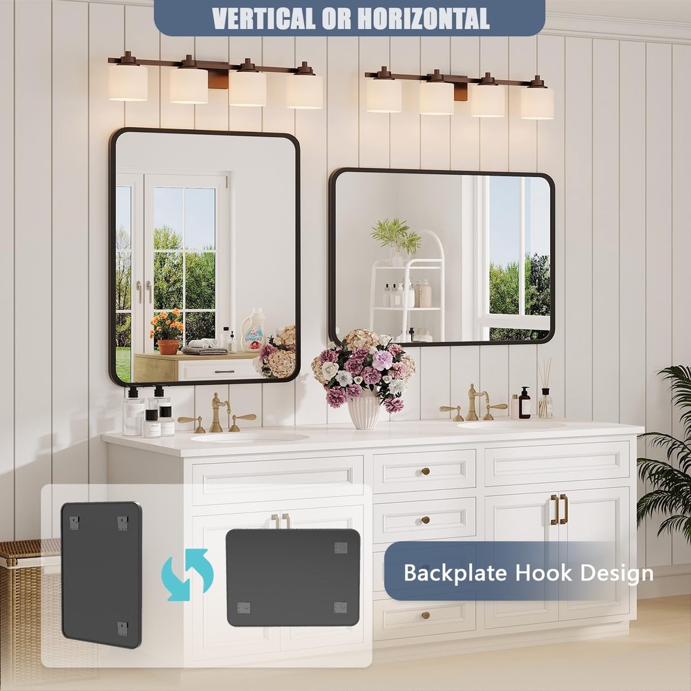Black Bathroom Mirror for Over Sink - 22×30 Rectangle Bathroom Vanity Mirror ...