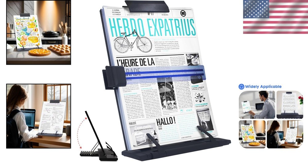 Versatile Paper Stand with 7 Angle Adjustments for A4 and Letter Documents