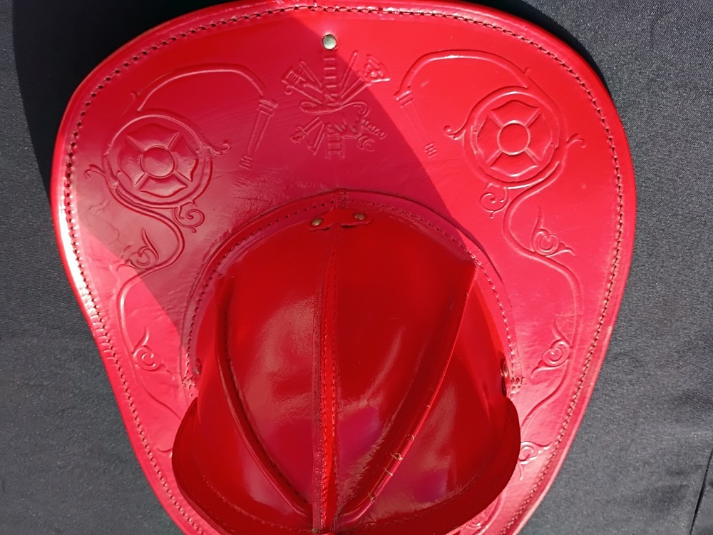 leather firefighter helmet