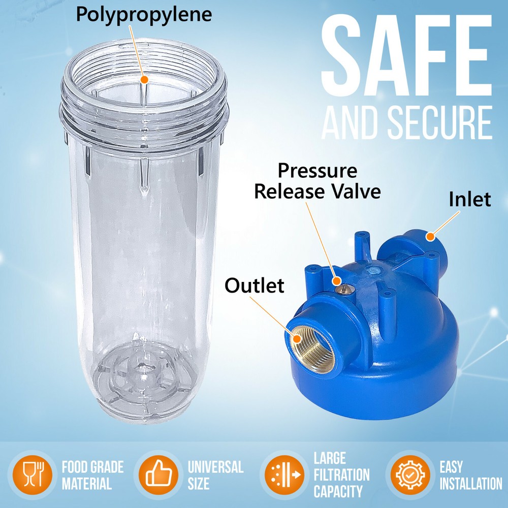 10" Clear Standard Whole House Water Filter System with Sediment Filter