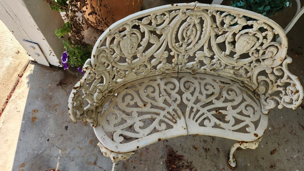 Antique Wrought Iron Bench