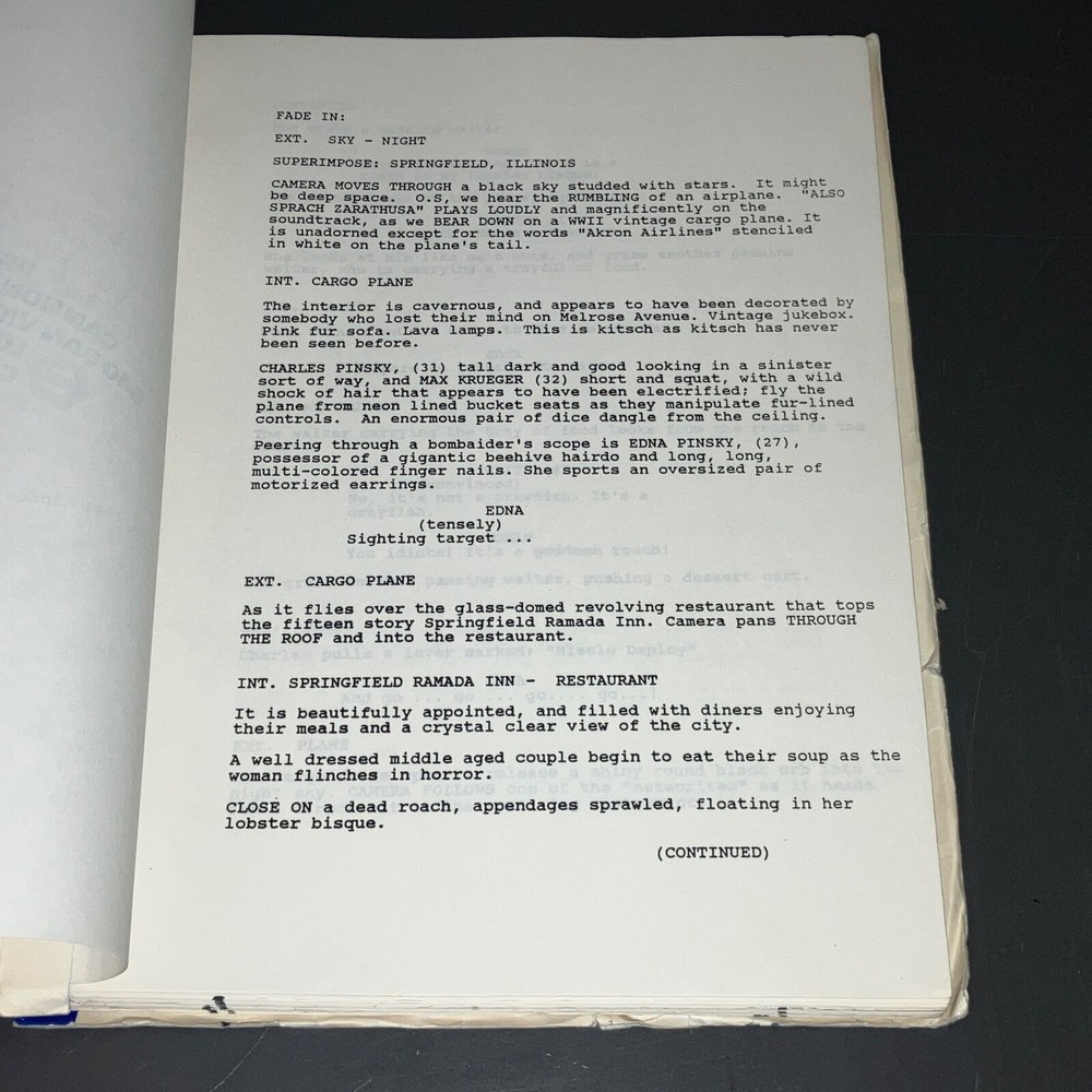 Original 1986 Doin’ Time on Planet Earth Movie Script Darren Starr Second Draft