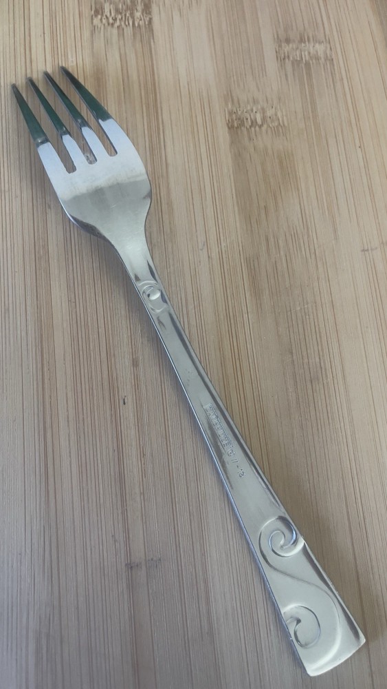 Cambridge SAND SCRIPT Glossy Curls Frost Handle Stainless DINNER FORK 7.75"