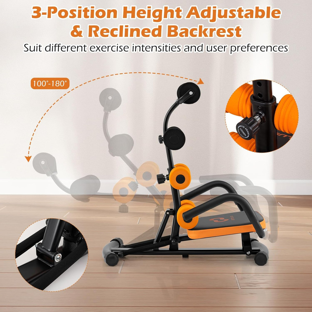 Ab Machine, Core Abdominal Trainer W/ 3-Position Adjustable Backrest, Foam Suppo