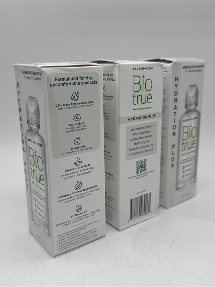 3 Pack: Biotrue Hydration Plus Contact Lens Solution 4 oz. (Exp 2027)