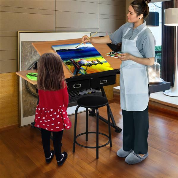 Drafting Table Height Adjustable Drawing Art Desk w/Stool for Artists/Students