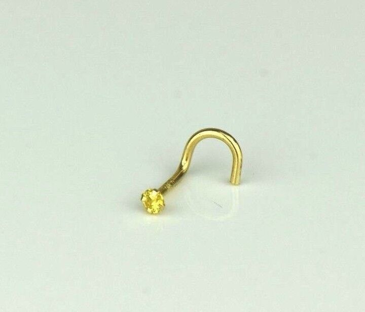 14k Yellow Gold Round Multi Colored CZ Nose Piercing