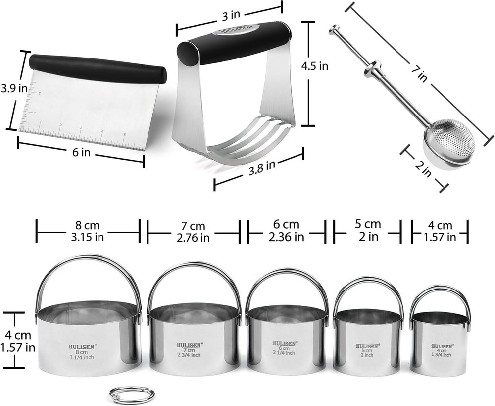 Biscuit Cutter Set Pastry Scraper Dough Blender Flour Duster Baking Tools