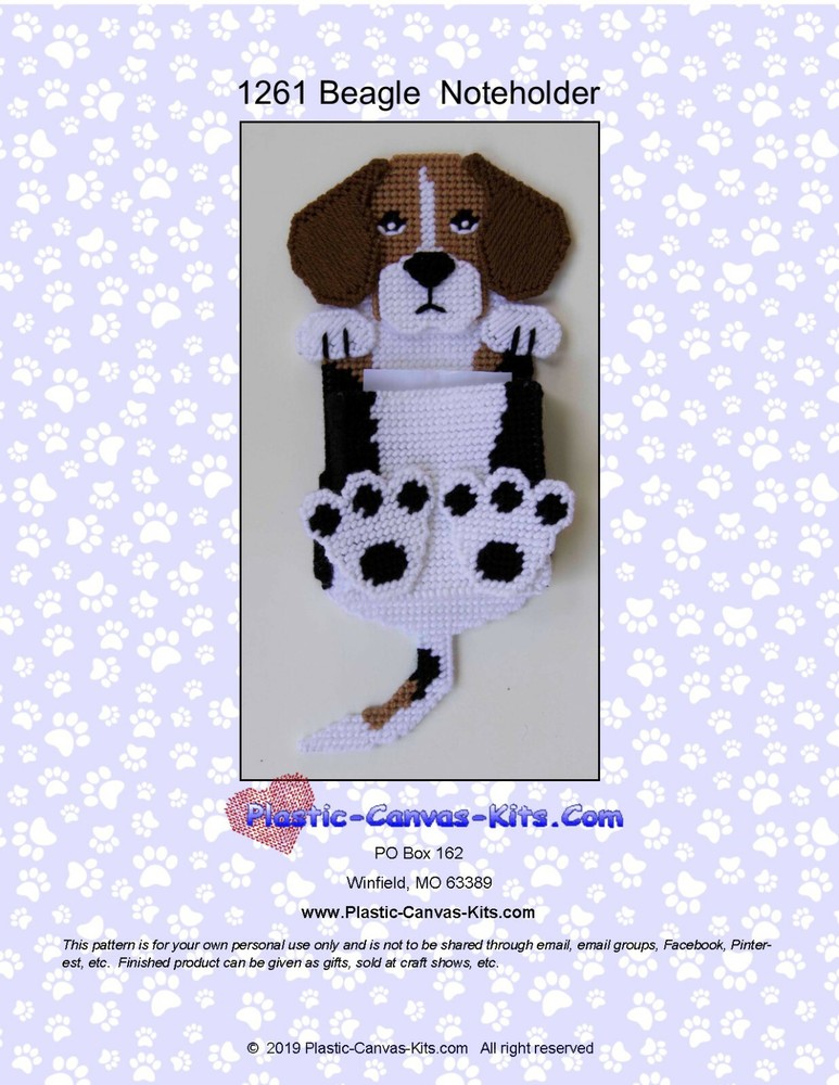 Beagle Dog Note Holder- Plastic Canvas Pattern or Kit