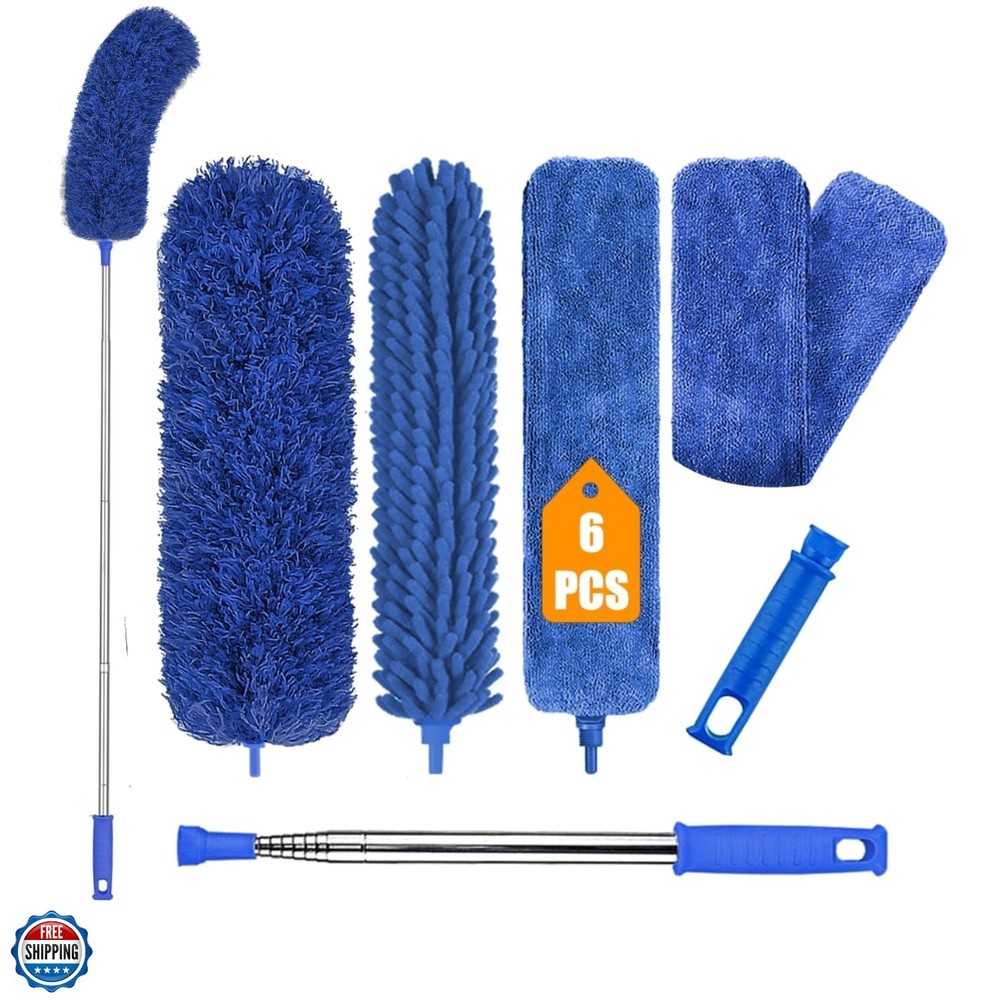 Microfiber Feather Duster, 6PCS Extendable Bendable Dusters with 100" Telesco...