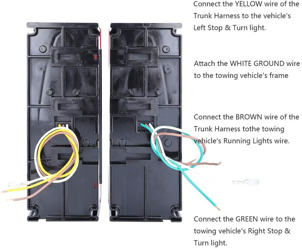 Left+Right LED Waterproof Red Trailer Boat Rectangle Stud Stop Turn Tail Lights