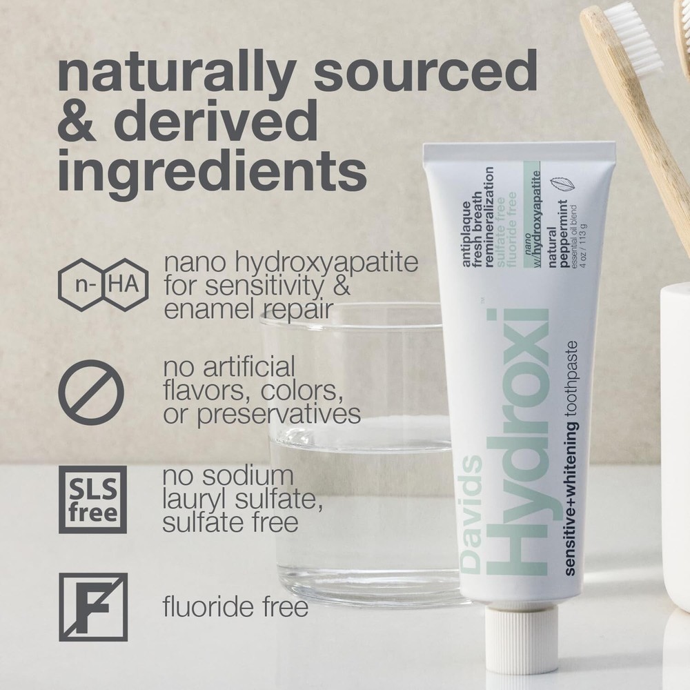Davids Fluoride-Free Nano Hydroxyapatite Toothpaste, Enamel Remineralizing..