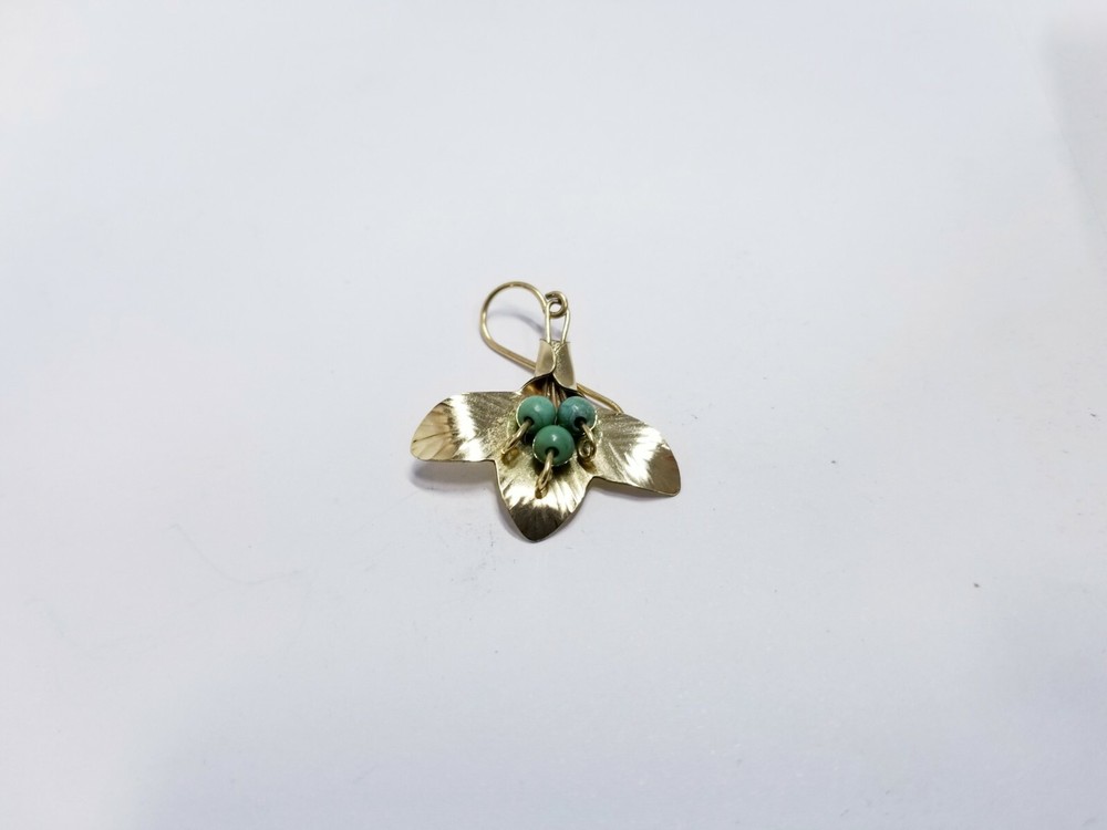 Embellier Leaf Turquoise Dangle Earrings