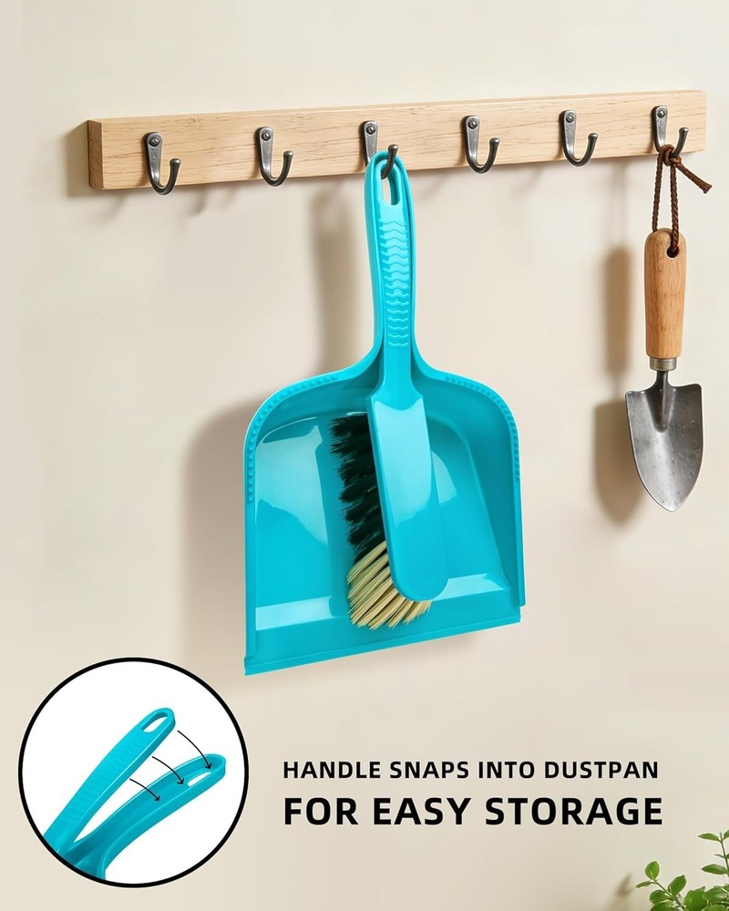 Twin Pack Dustpan with Brush, Blue & Grey