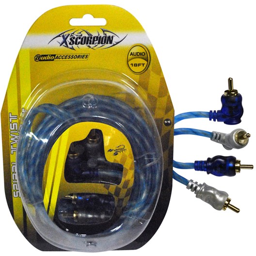 Rca Cable 18' Right Angle Blue/Platinum Twisted