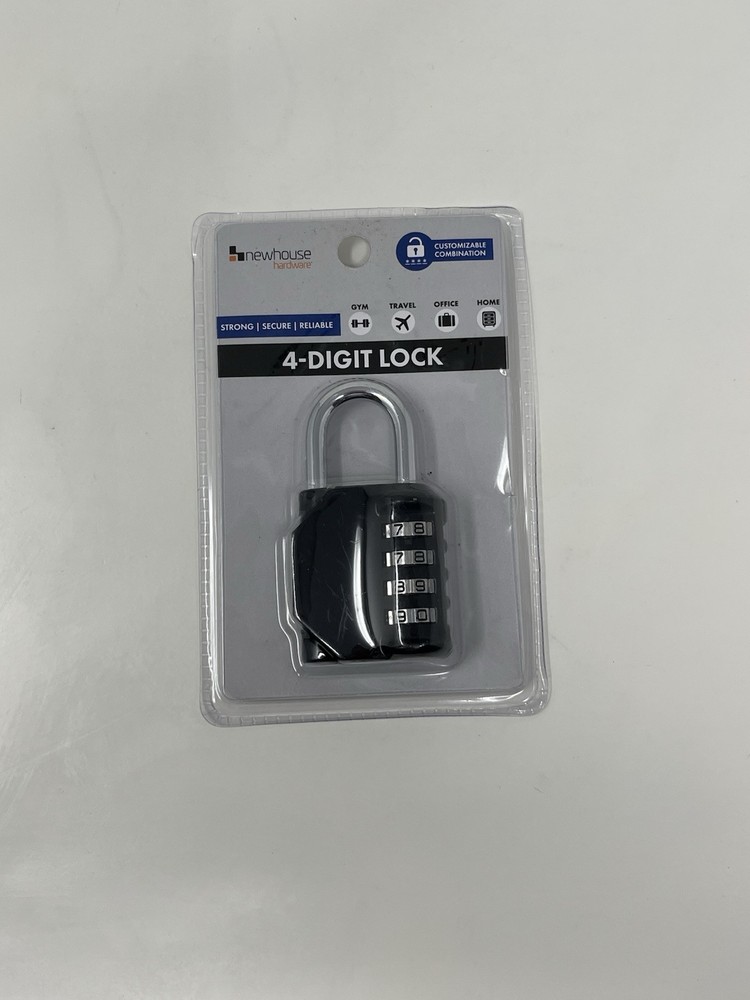 Newhouse Hardware Improved 4-Digit Combination Lock, Black