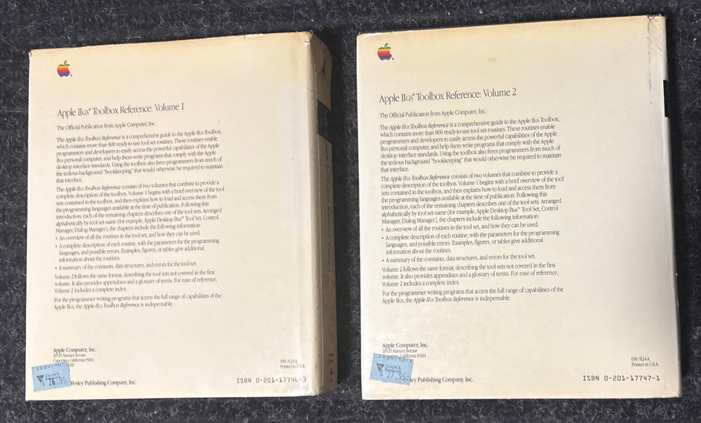 Apple IIGS Toolbox Reference 2 Volume Set Apple Official V 1 & 2 Programming