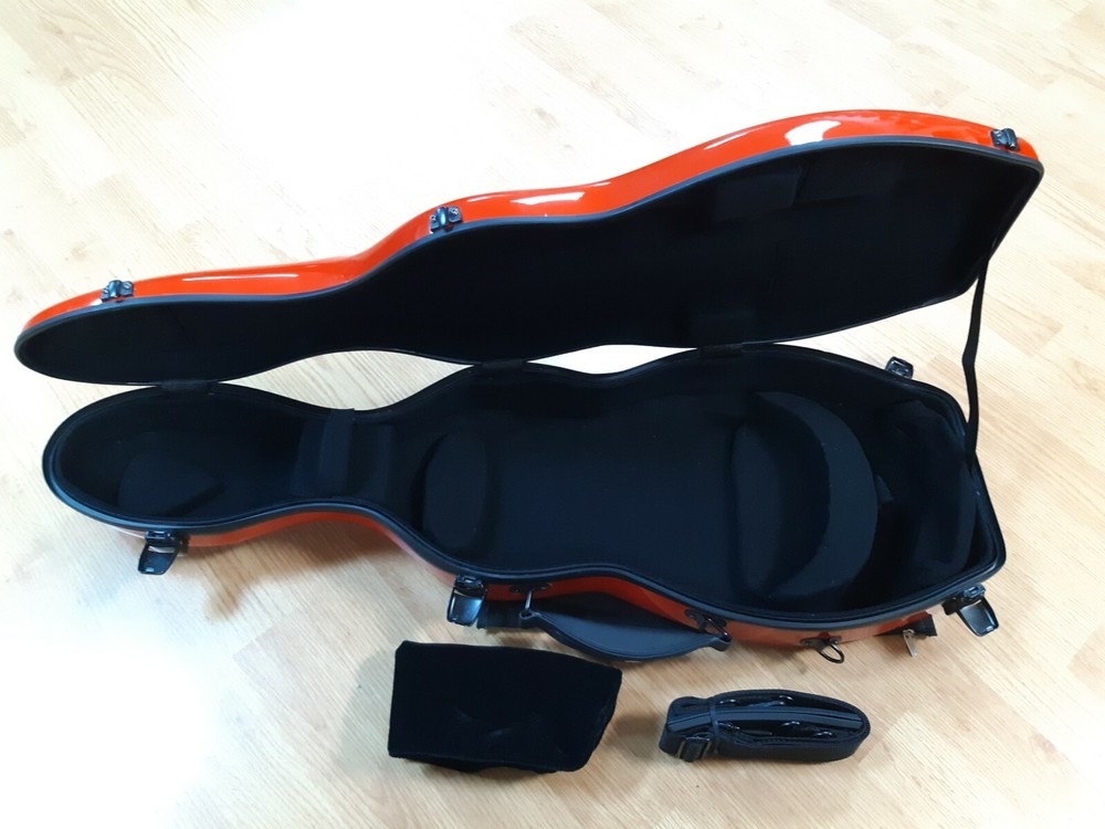 SALE*VIOLIN CASE (CELLO SHAPE) 4/4 BLUE-COMPOSITE SHELL-LIGHT-NO SCRATCH-PROTECT