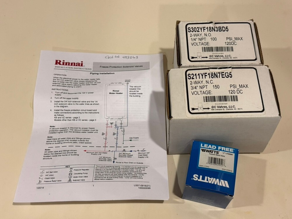 Rinnai Freeze Protection Kit for exterior tankless water heater - Brand New